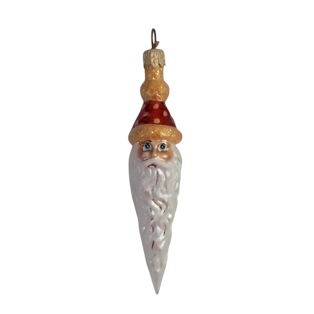 Christopher Radko Santa Head 2 Face Icicle Long Beard Christmas Ornament